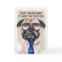 für Pilot Funny Mops Hund in einer Blue Krawatte R