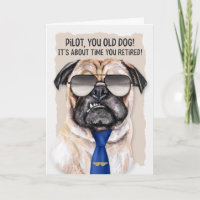 für Pilot Funny Mops Hund in einer Blue Krawatte R