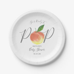 Für Pop bereit Wasserfarben Peach Babydusche Pappteller