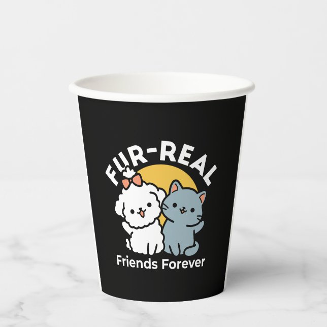 Fur-Real Friends Forever | Niedliches Katzen- und  Pappbecher (Vorderseite)
