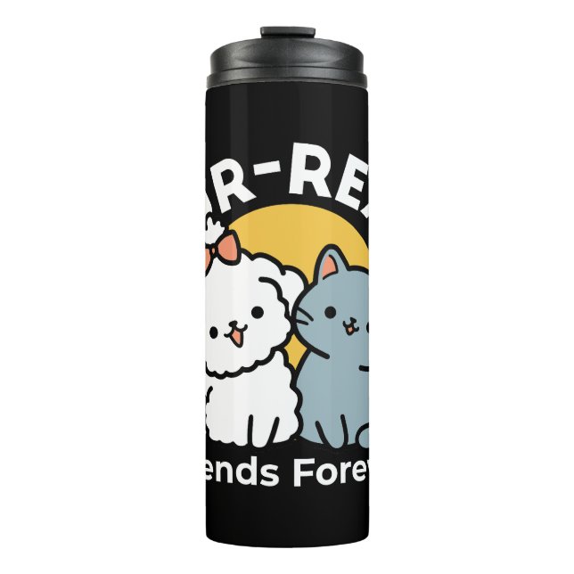 Fur-Real Friends Forever | Niedliches Katzen- und  Thermosbecher (Vorderseite)