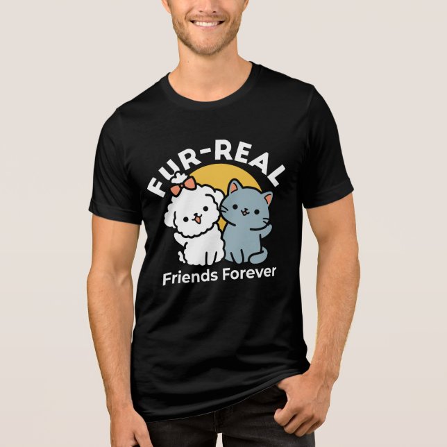 Fur-Real Friends Forever | Niedliches Katzen- und  Tri-Blend Shirt (Vorderseite)