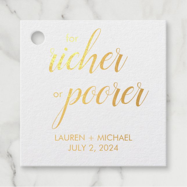 Für reichere oder ärmere Foil-Liebesmarken Geschenkanhänger (Vorderseite)