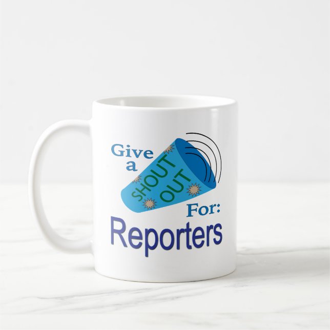 Für Reporter ausrufen Kaffeetasse (Links)