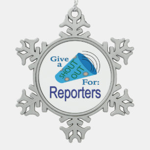 Für Reporter ausrufen Schneeflocken Zinn-Ornament