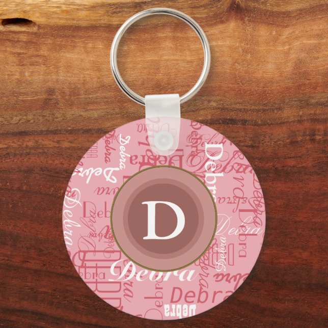 für sie: personalisiert rosa Monogramm Schlüsselanhänger (Vorderseite)