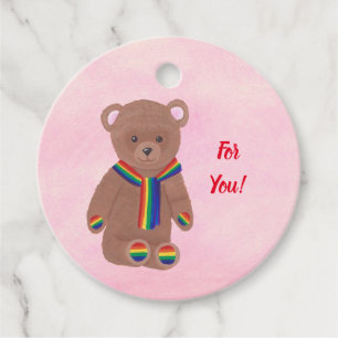 Für Sie Teddy Bear Rainbow Scarf Gift Tags Geschenkanhänger