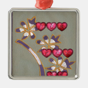 Für Sie von mir: Schönes Blumenherzendesign Ornament Aus Metall