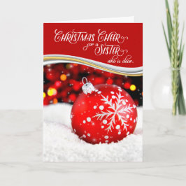 für Sister Christmas Cheer Red Snowflake Ornament Feiertagskarte