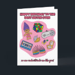 Für Sister Retro 90er Spielzeuge Geburtstagskarte Karte<br><div class="desc">90er Jahre Retro-Schwester Geburtstagskarte. Exklusives Design für die Marke Green Elephant Cards.</div>