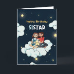 Für Sister Sistar Birthday Card Karte<br><div class="desc">Modernes Spiel auf der Geburtstagskarte von Vokabeln. Ideal für ein spezielles Mädchen,  Weibchen. Exklusives Design für die Marke Green Elephant Cards.</div>