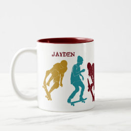 Für Skateboarder Skateboarding Graphics Collage Zweifarbige Tasse