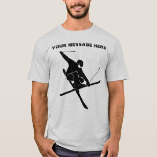 Für Skifahrer Ski Trick Black Silhouette Grafik T-Shirt