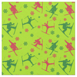 Für Skifahrer Ski Tricks Muster Lime Green Weihnac Stoff