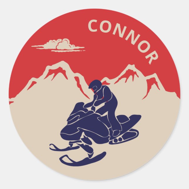 Für Snowmobiler Grafik Personalisiert Runder Aufkleber (Vorderseite)