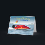 Für Son 40. Geburtstag mit Hochleistungsboot Karte<br><div class="desc">40. Geburtstagskarte für einen Sohn,  mit einem Foto eines Hochleistungs-Rennbootes. Ein See,  Berge und Geburtstagsballons mit der Nummer 40 auf der Seite des Bootes. Ändern Sie die Nummer auf dem Boot,  um das Geburtstagsjahr anzupassen. Art,  Bild und Vers Copyright © Shoaff Ballanger Studios,  2025.</div>
