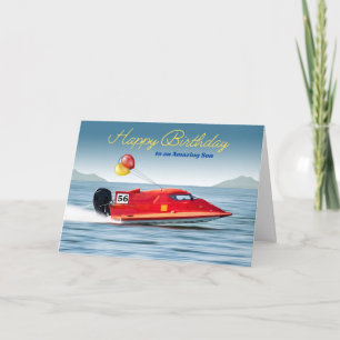 Für Son 56. Geburtstag mit Hochleistungsboot Karte