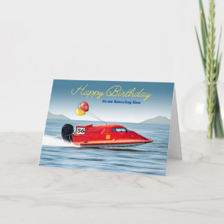 Für Son 56. Geburtstag mit Hochleistungsboot Karte