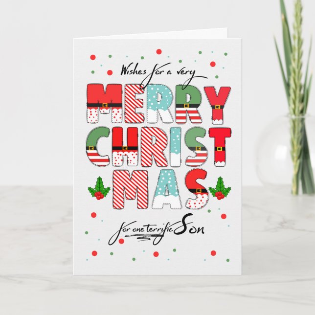 für Son Frohe Weihnachten dekorierte Buchstaben (Vorderseite)