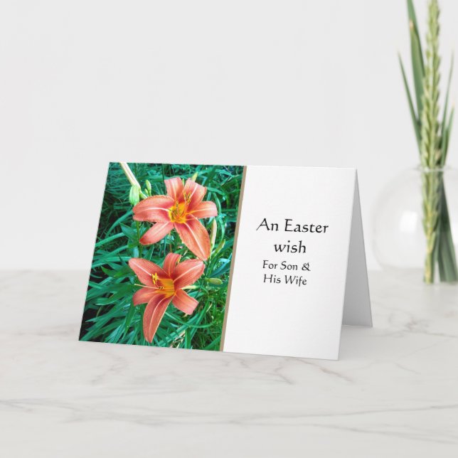Für Son und seine Ehefrau Glückwunsch Ostern Gruß Karte (Vorderseite)