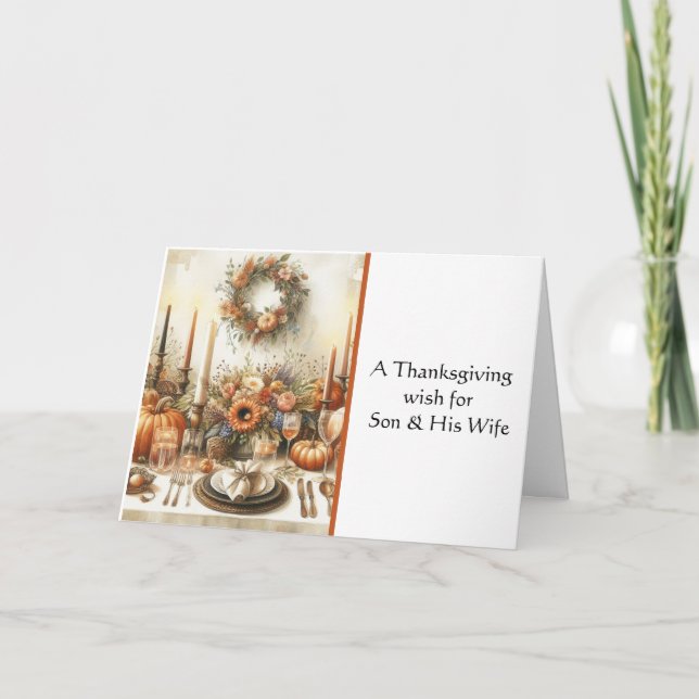 Für Son und seine Ehefrau Glückwunsch Thanksgiving Karte (Vorderseite)