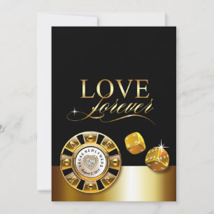 Für Susan Las Vegas Hochzeit   gold schwarz Einladung