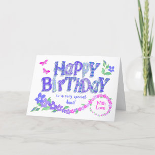 Für Tante Birthday Pink und Blue Periwinkles Feiertagskarte