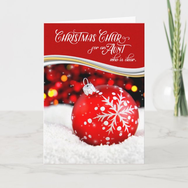 für Tante Weihnachten Cheer Red Snowflake Ornament (Vorderseite)