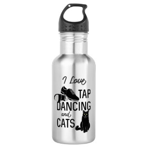 Für Tänzer Ansteche I Liebe Tanzen und Katzen Edelstahlflasche