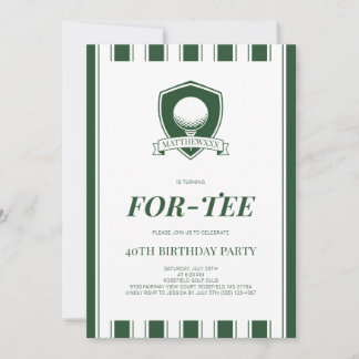 Für-tee Elegante Grüne Männer Golf 40. Geburtstags Einladung