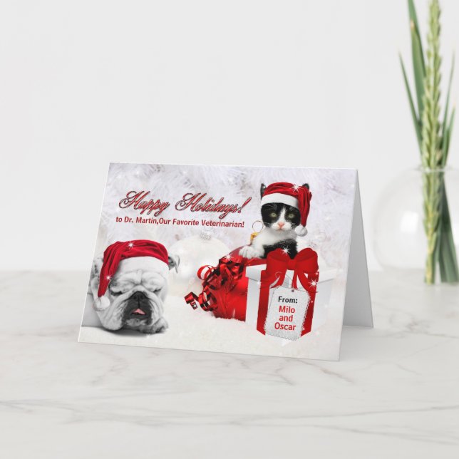 für Tierärzte zu Weihnachten Katze und Hund (Vorderseite)