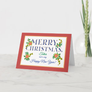 Für Tutor: Poinsettias Holly Ivy Weihnachtskarte Karte