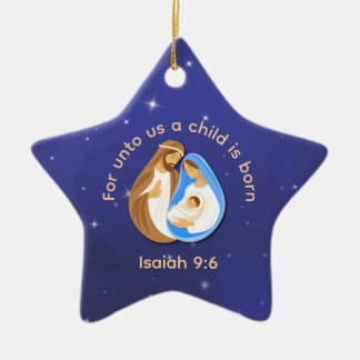 Für uns ist ein Kind geboren Stern Weihnachten Keramik Ornament