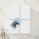 Für unser Baby Grand Welppy Christmas Geschenkanhänger<br><div class="desc">Ein wunderschönes Bild eines niedlichen kleinen Welpen,  der für den Winter verkleidet ist,  macht dieses Jahr einen niedlichen Geschenktag für diesen großen Welpen. Blau auf weißem Texturhintergrund mit entsprechendem Text auf der Rückseite und vorne.</div>
