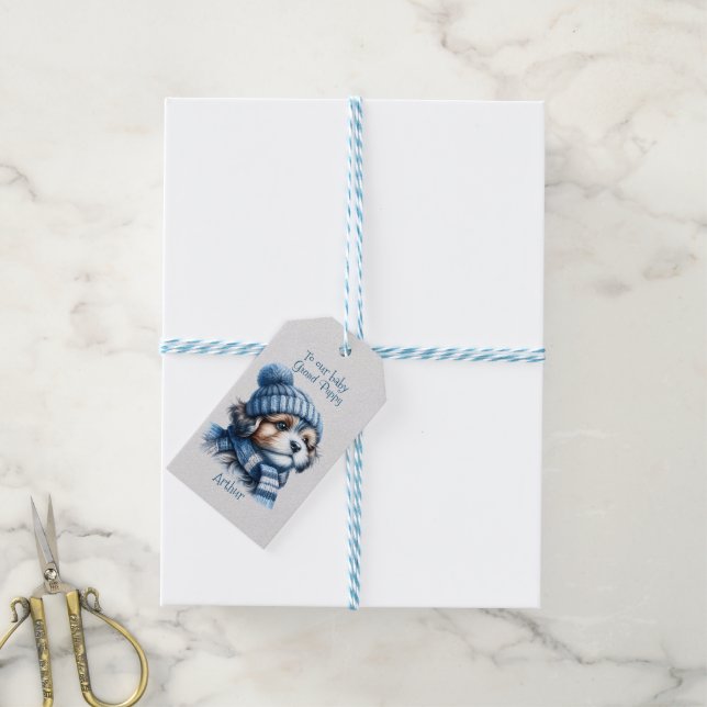 Für unser Baby Grand Welppy Christmas Geschenkanhänger (Mit Garn)
