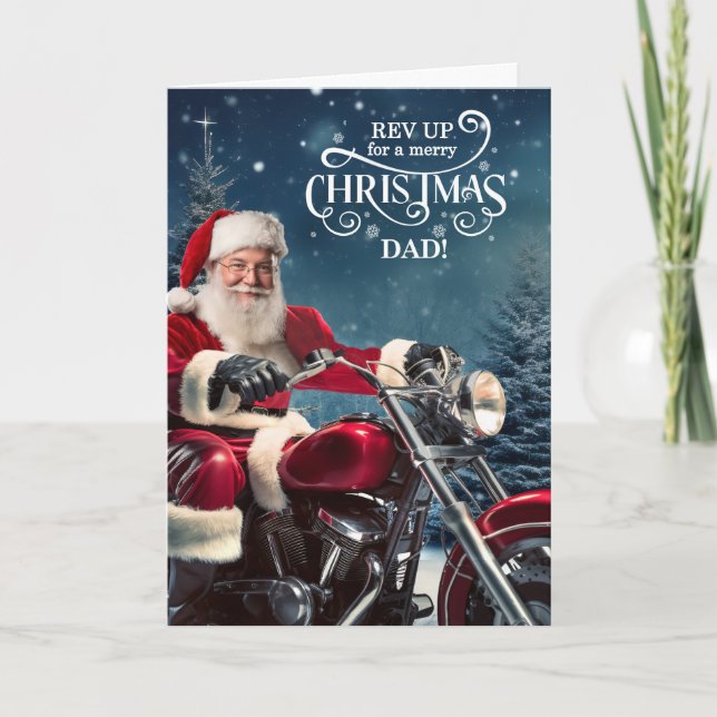 für Vater Biker Weihnachten mit Winterkiefern (Vorderseite)