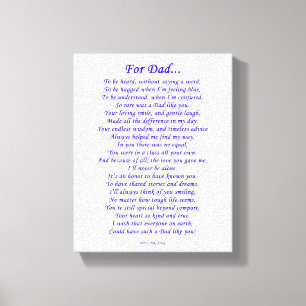 Für Vater-Denkmal-Gedicht Leinwanddruck