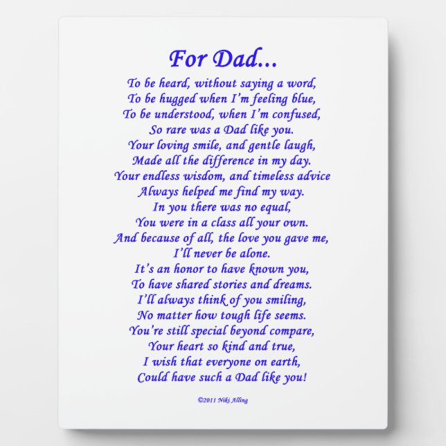 Für Vater-Memorial Gedicht Fotoplatte (Vorderseite)