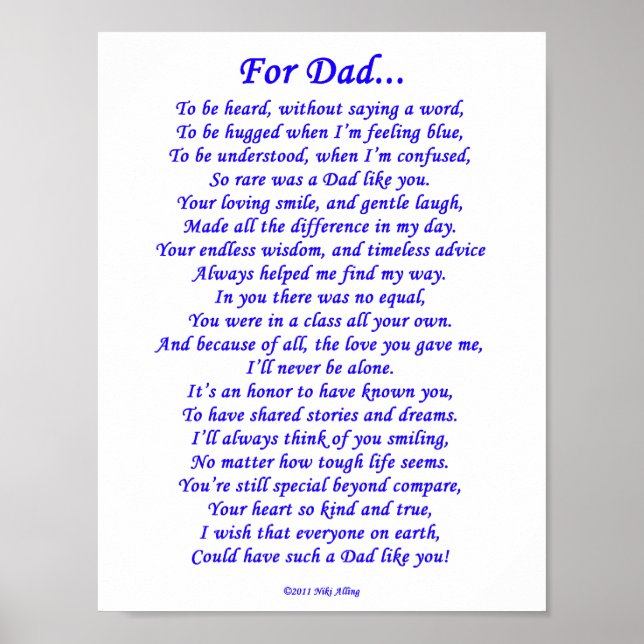 Für Vater-Memorial Gedicht Poster (Vorne)