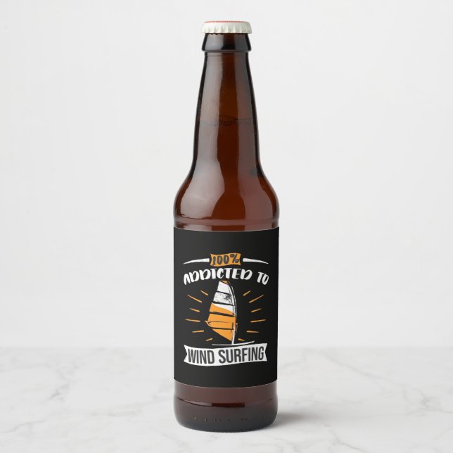 Für Windsurfen vorgesehen Bierflaschenetikett (Vorderseite)