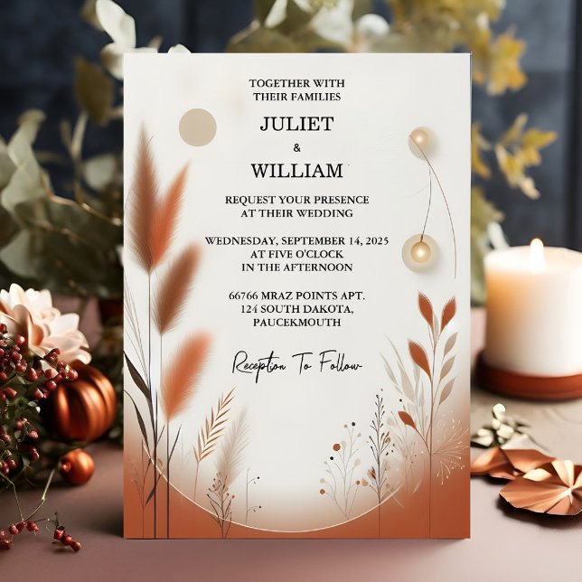 Für Wüste Rustic Boho Autumn Ombre Brown Wedding Einladung (Von Creator hochgeladen)