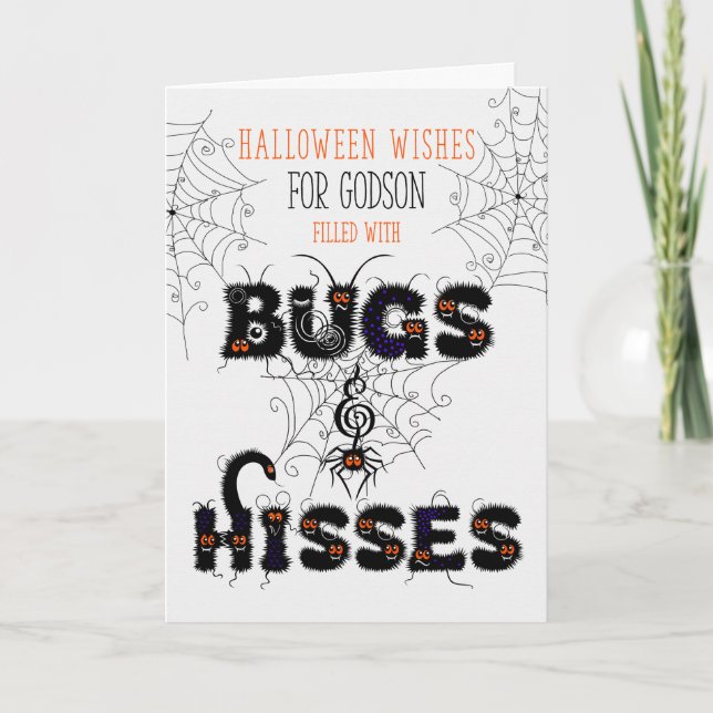 für Young Godson Bugs and Hisses Halloween Karte (Vorderseite)