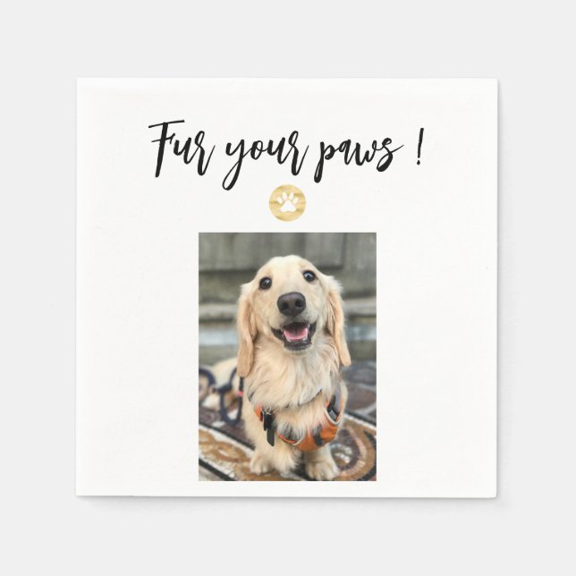 Fur Your Paws Pet Theme Hund Foto Hochzeit Napkin Serviette (Vorderseite)