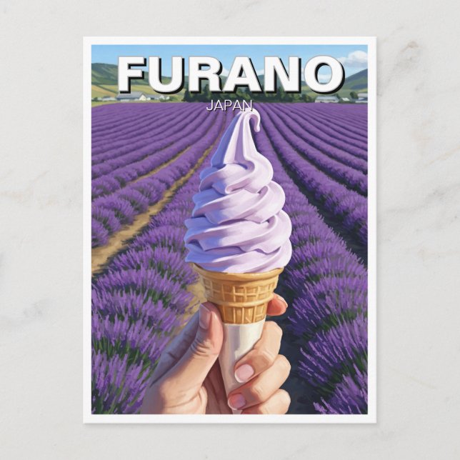 Furano Japan Lavender Fields Ice Cream Postkarte (Vorderseite)