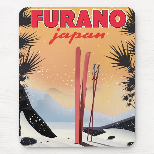 Furano Japanisches Reiseplakat. Mousepad (Vorne)