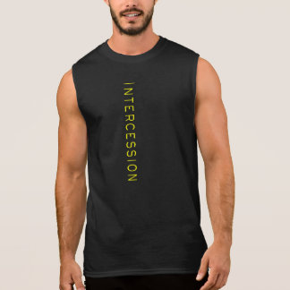 Fürbitte (Männer, gelber Schriftart) Ärmelloses Shirt