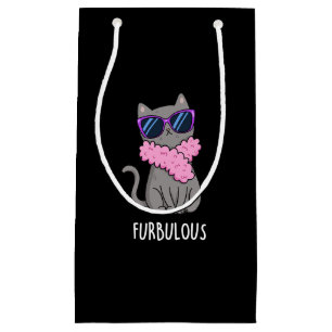 Furbulous Funny Elegant Cat Pun Dark BG Kleine Geschenktüte