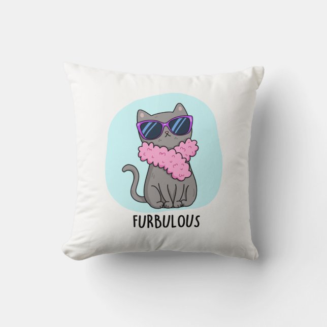 Furbulous Funny Elegant Cat Pun Kissen (Vorderseite)