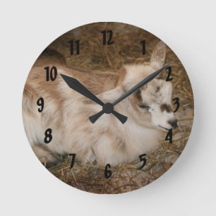 Furche kleine Ziege, die das Baby richtig dosiert Runde Wanduhr