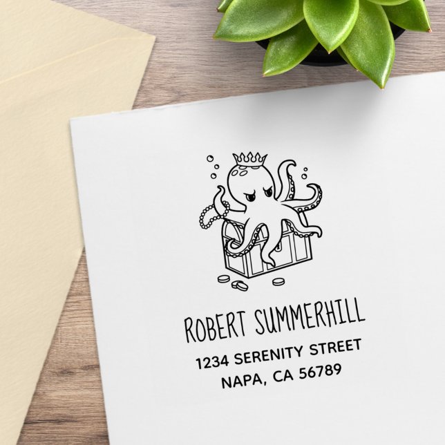 Furcht erregende Octopus Guarding Treasure Brustad Gummistempel (Von Creator hochgeladen)